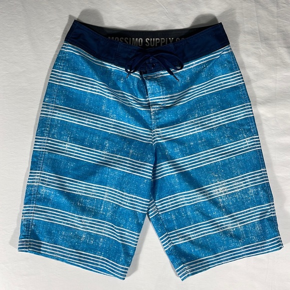 Mossimo Supply mens blue horizontal stripe board shorts swim trunks - size 28 - Picture 2 of 10